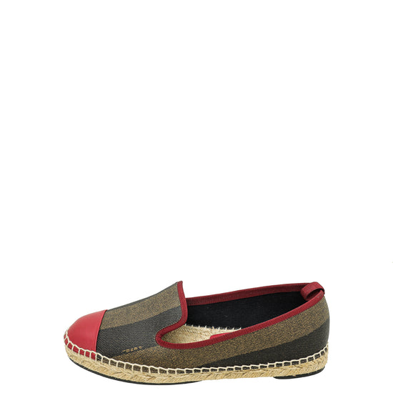 Fendi Bicolor Pequin Flat Espadrille 37.5