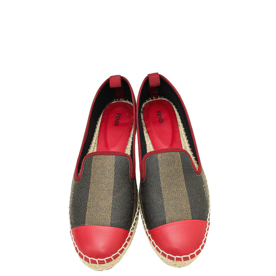 Fendi Bicolor Pequin Flat Espadrille 37.5