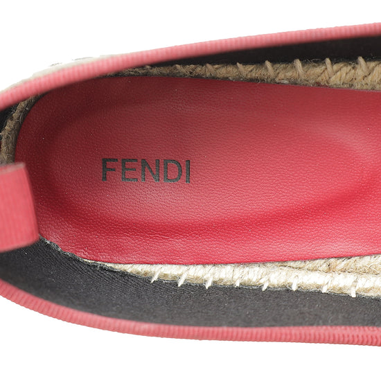 Fendi Bicolor Pequin Flat Espadrille 37.5