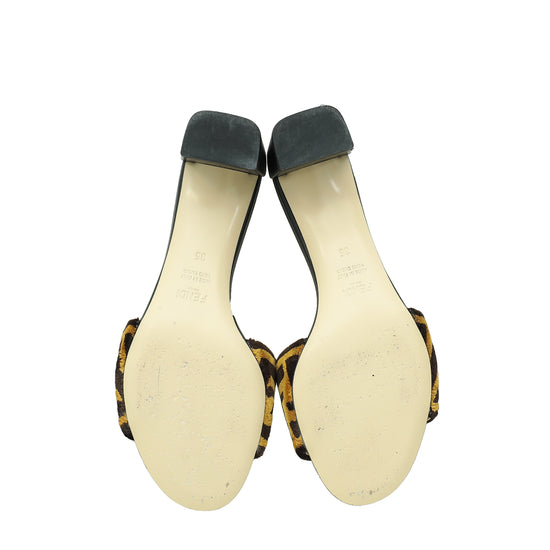 Fendi Bicolor FF Velvet Block Mules