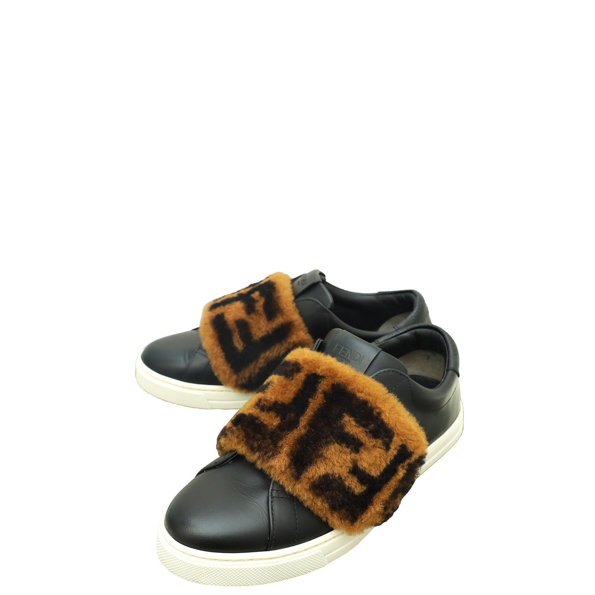 Fendi Bicolor Zucca Calf & Shearling Slip On Sneakers 36-Fendi-THE CLOSET