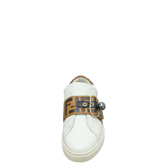 Fendi Bicolor Zucca Buckle Slip On Sneakers 36