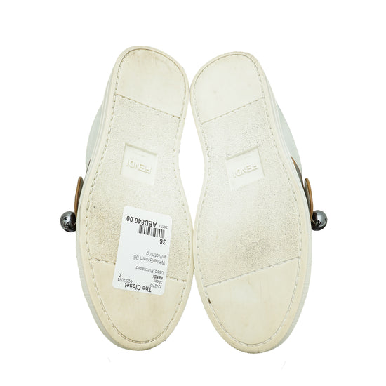 Fendi Bicolor Zucca Buckle Slip On Sneakers 36