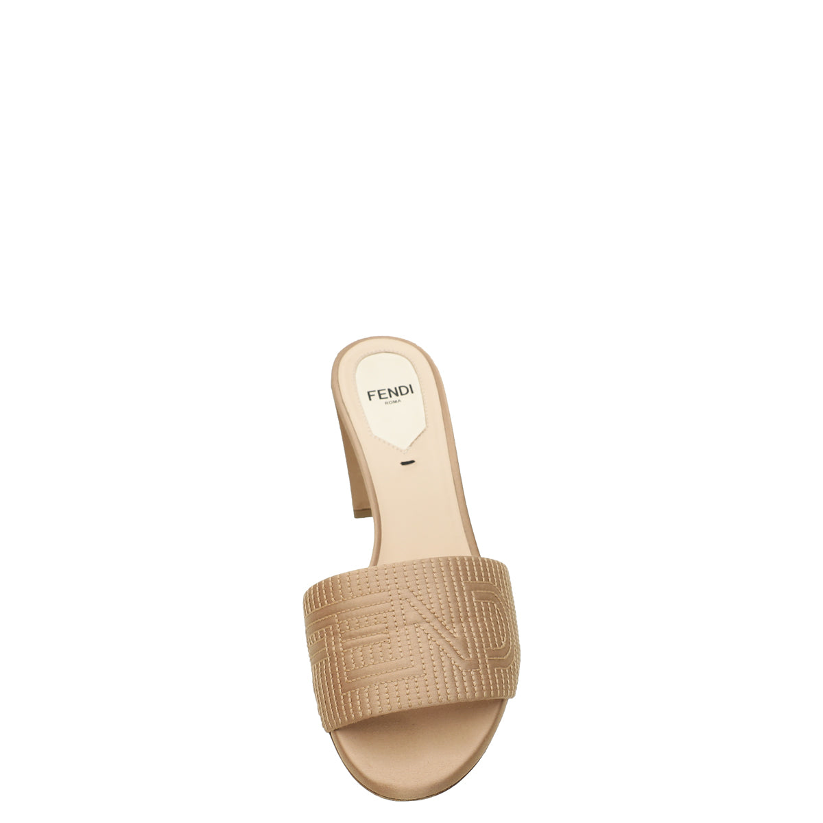 Fendi Beige Logo Satin Mules 36-Fendi-THE CLOSET