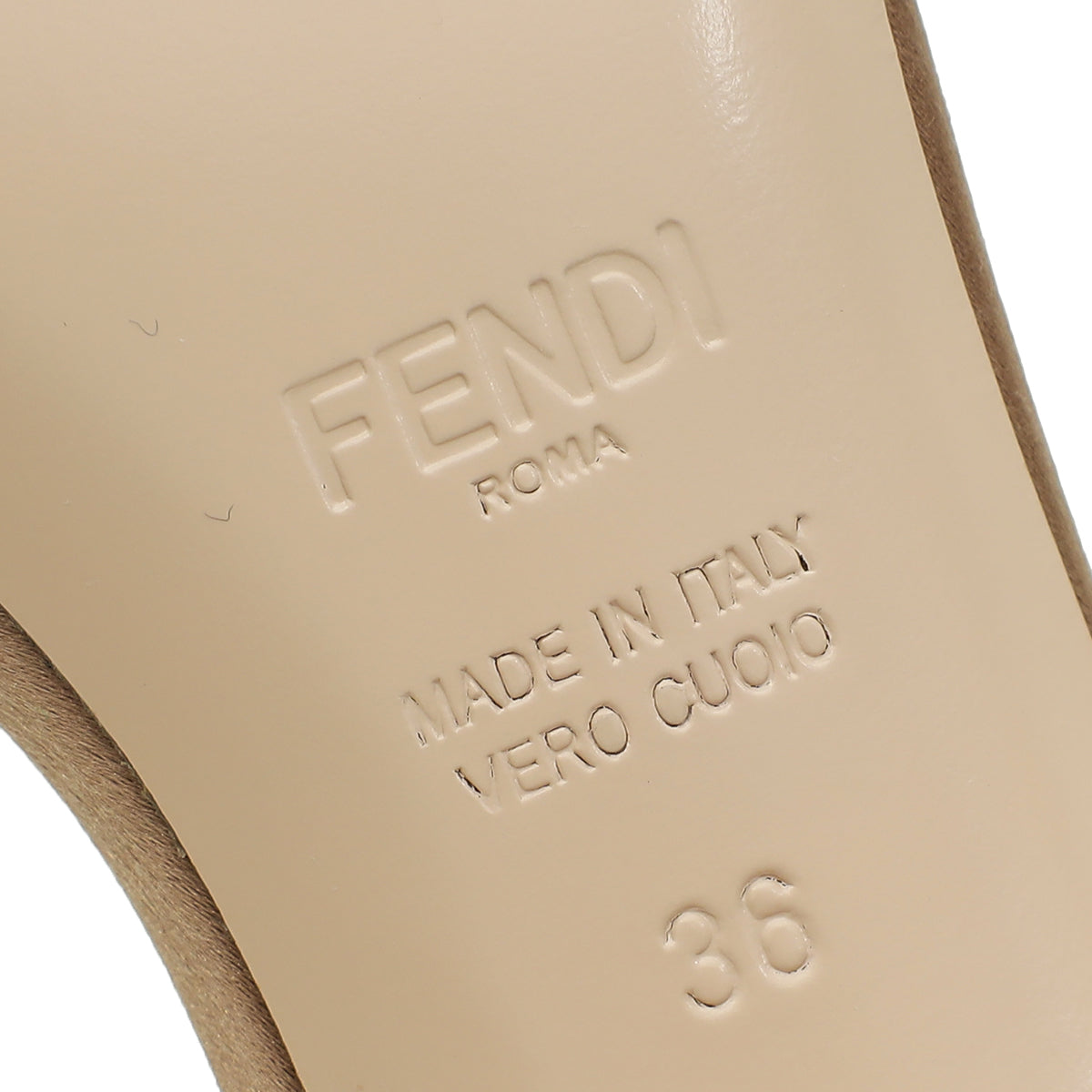 Fendi Beige Logo Satin Mules 36