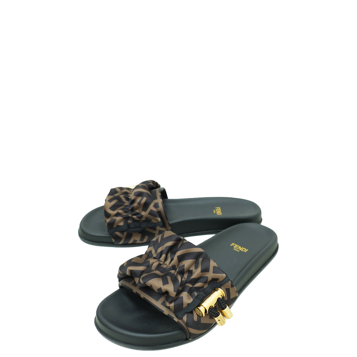 Fendi Bicolor FF Zucca Satin Slide Mules 36 - Main Image