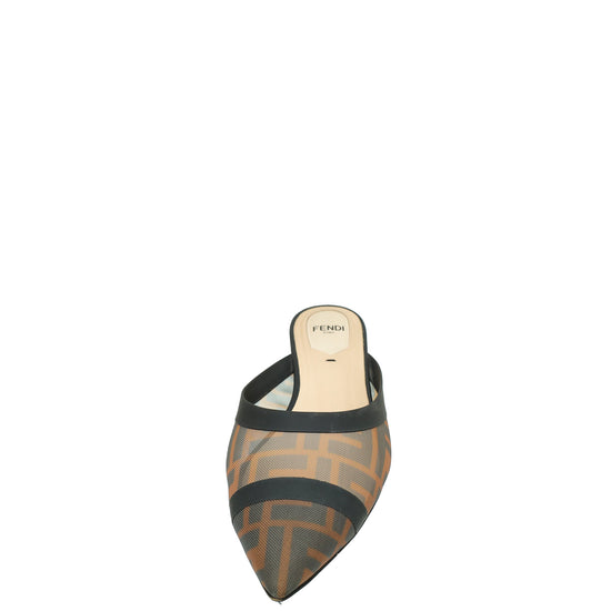 Fendi Bicolor Colibri FF Mesh Sabot Flat Mules 37.5