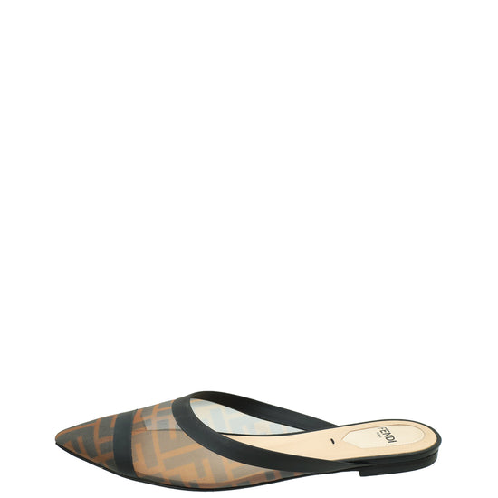 Fendi Bicolor Colibri FF Mesh Sabot Flat Mules 37.5