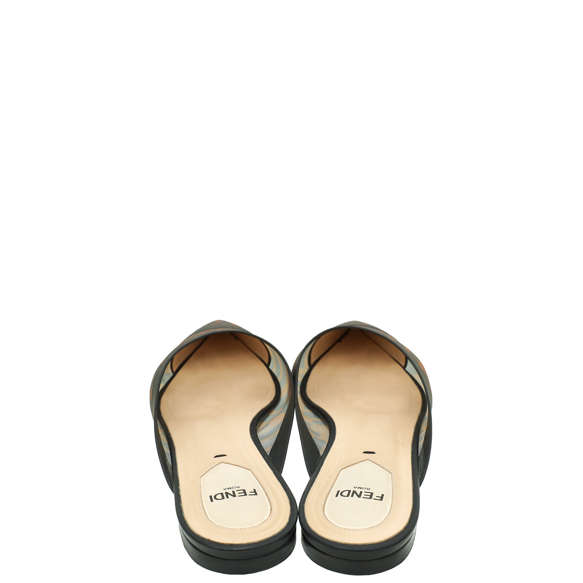 Fendi Bicolor Colibri FF Mesh Sabot Flat Mules 37.5