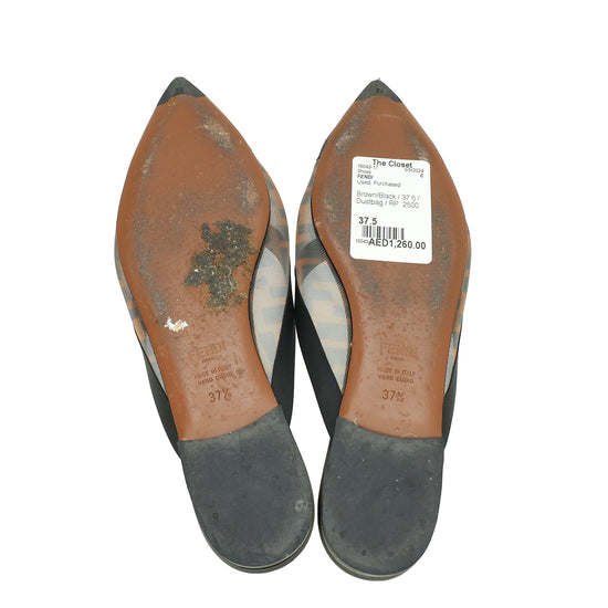 Fendi Bicolor Colibri FF Mesh Sabot Flat Mules 37.5