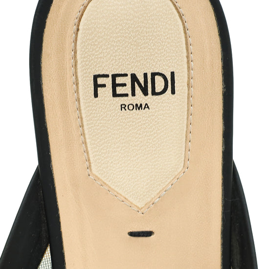 Fendi Bicolor Colibri FF Mesh Sabot Flat Mules 37.5