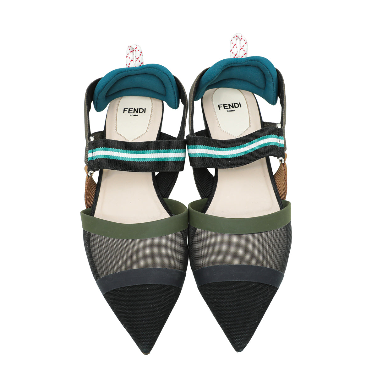 Fendi Black Multicolor Mesh Colibri Slingback Flats 37.5 – THE CLOSET