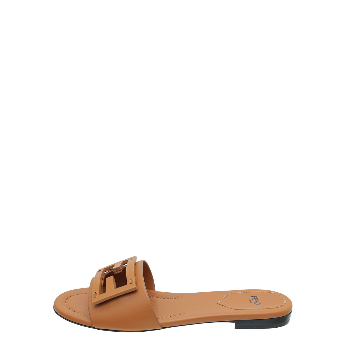 Fendi Brown FF Baguette Slide Sandals 37.5