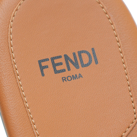 Fendi Brown FF Baguette Slide Sandals 37.5