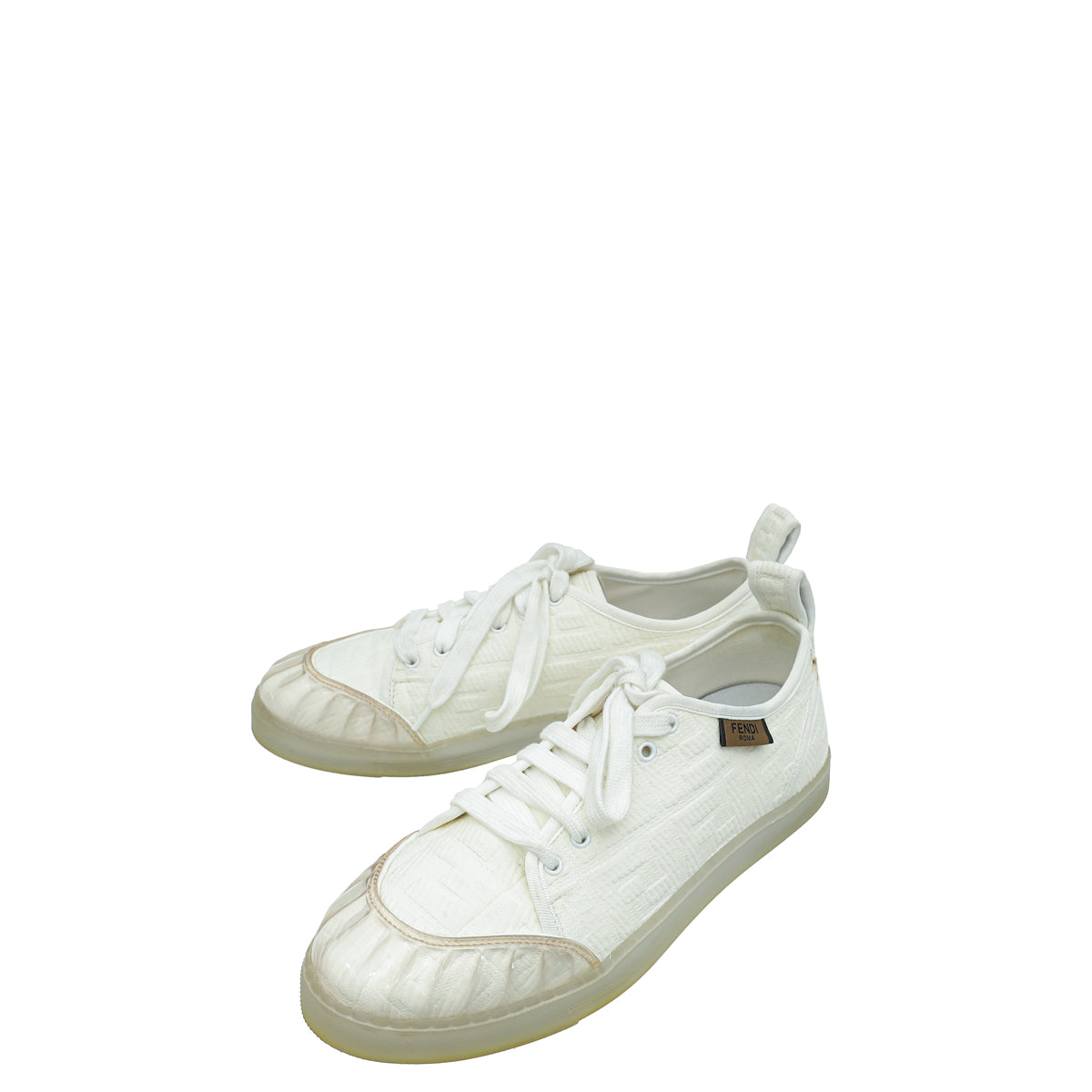 Fendi White Corda FF Promenade Low Top Sneakers 37-Fendi-THE CLOSET