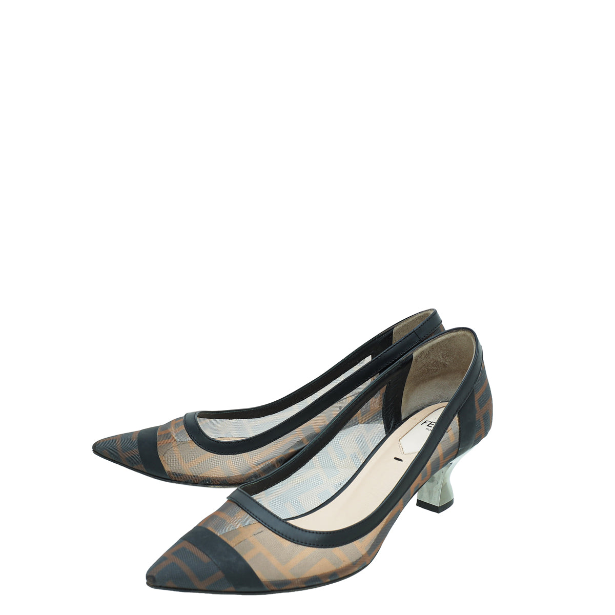 Fendi Bicolor Mesh Colibri Pumps 37-Fendi-THE CLOSET