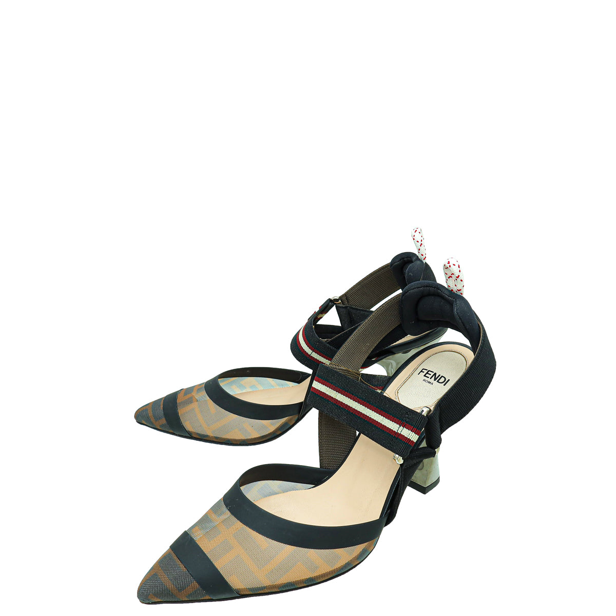 Fendi Bicolor Colibri Mesh Slingback Pumps 37-Fendi-THE CLOSET