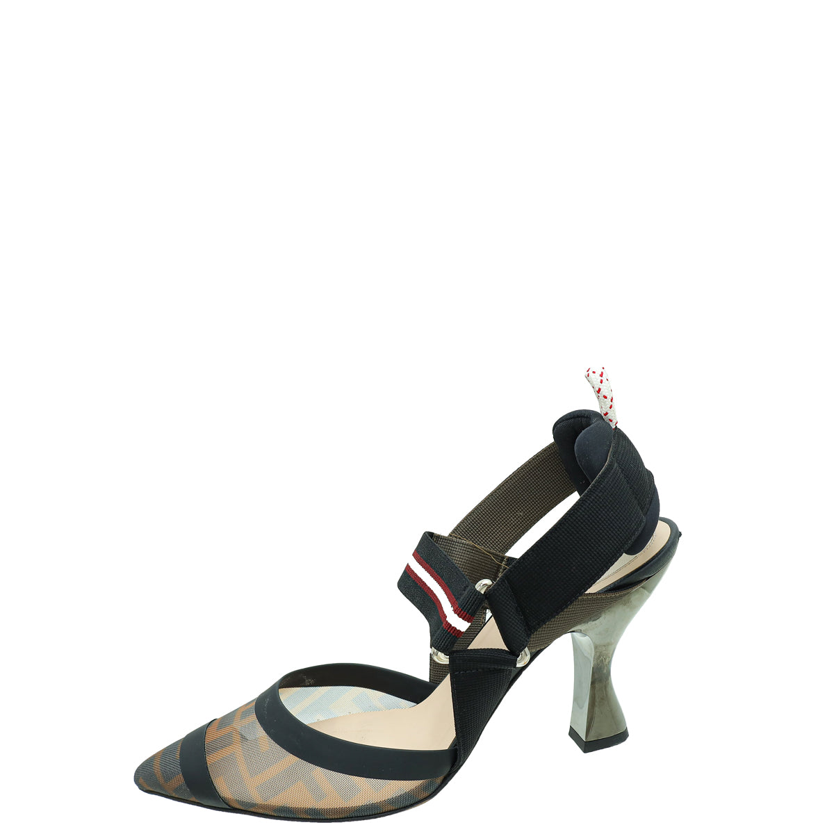 Fendi Bicolor Colibri Mesh Slingback Pumps 37