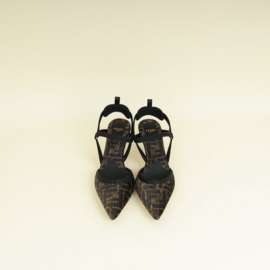 Fendi Bicolor Colibrì Lite Medium-Heeled Slingback Pump 37