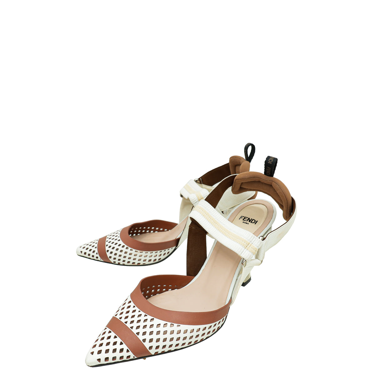 Fendi Bicolor Colibri Perforated Slingback 38.5-Fendi-THE CLOSET
