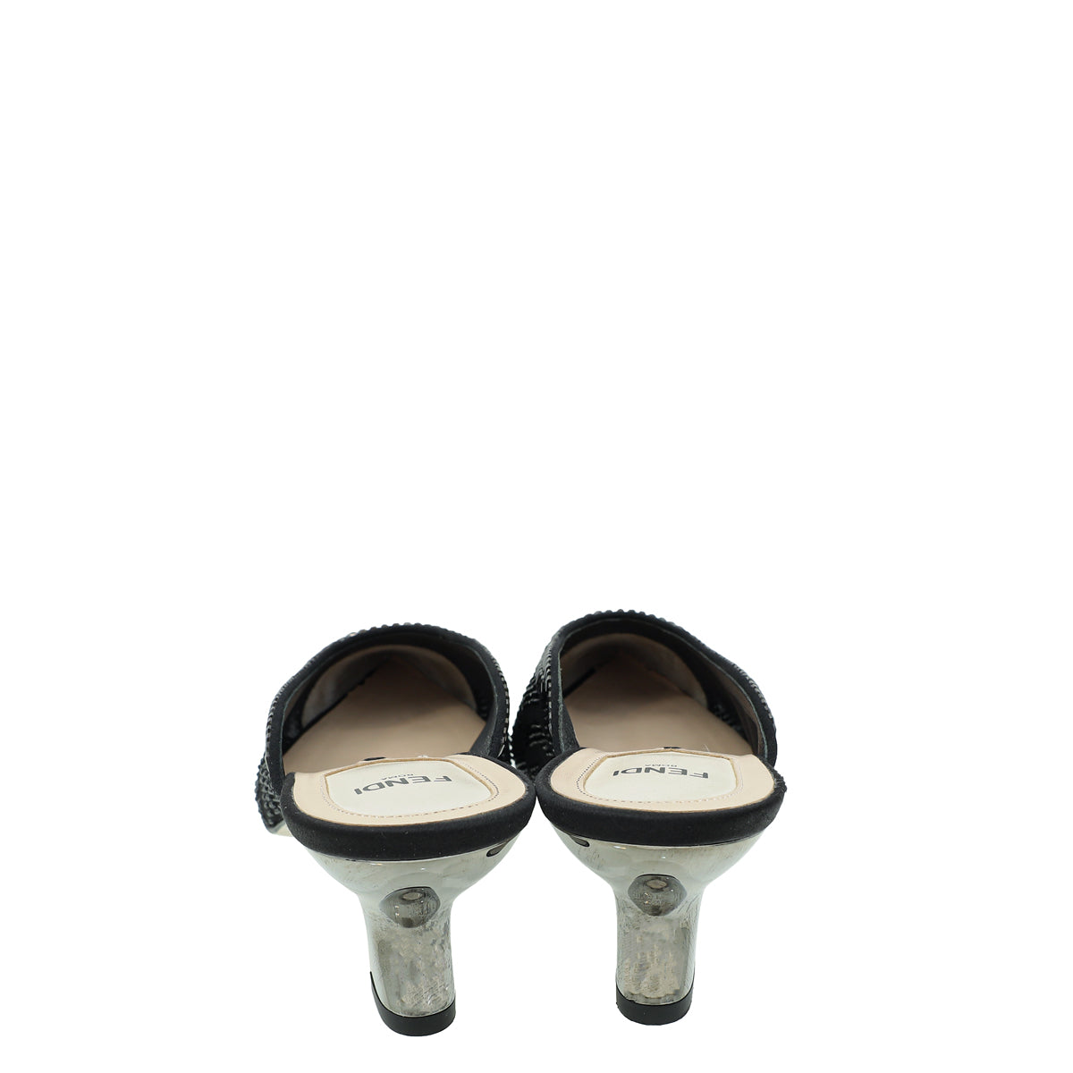 Fendi Black Colibrì Crystal Embellished Mules 38.5