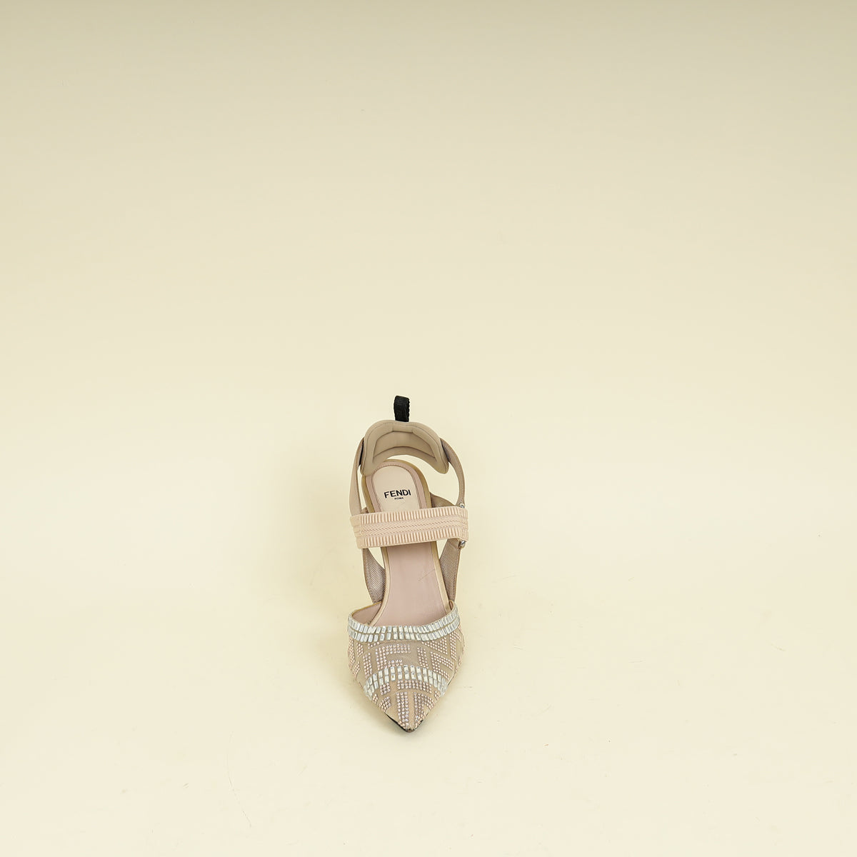 Fendi Beige Colibri Crystal Embellished Slingback Pump 38