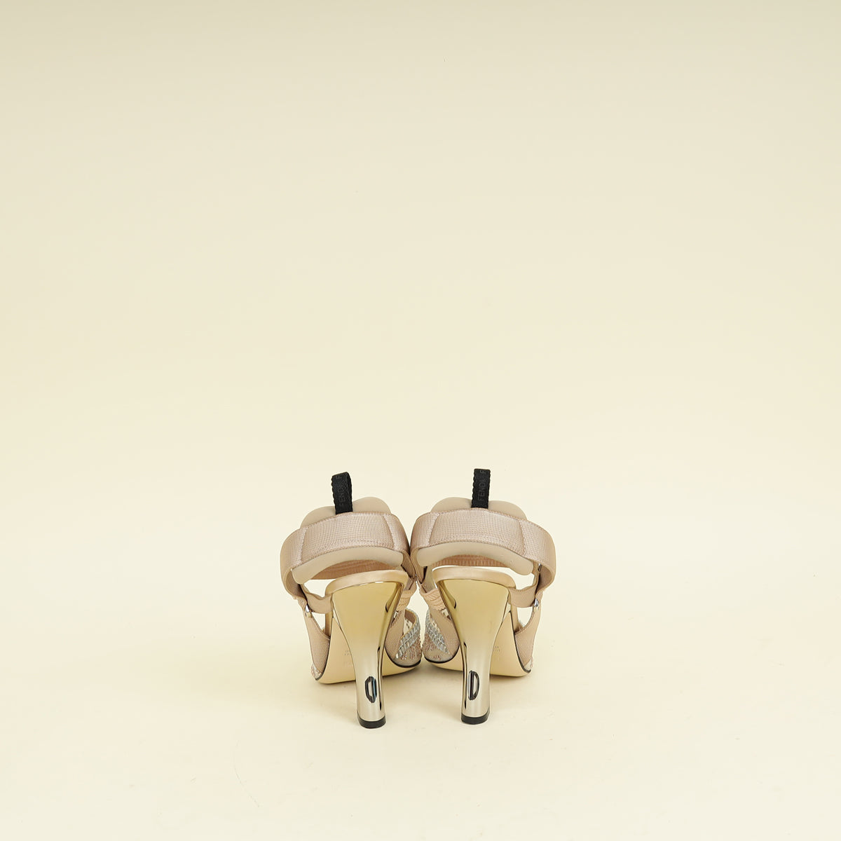 Fendi Beige Colibri Crystal Embellished Slingback Pump 38