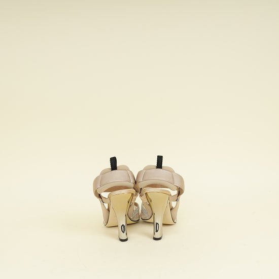 Fendi Beige Colibri Crystal Embellished Slingback Pump 38
