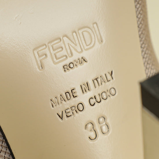 Fendi Beige Colibri Crystal Embellished Slingback Pump 38