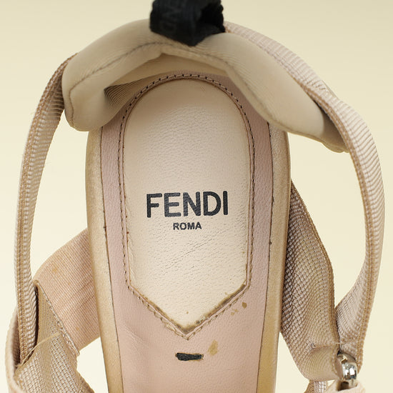 Fendi Beige Colibri Crystal Embellished Slingback Pump 38