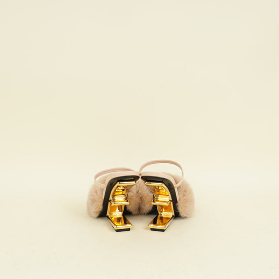 Fendi Nude First Mink Fur Sandal 38