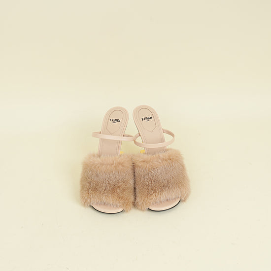 Fendi Nude First Mink Fur Sandal 38