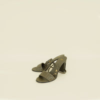 Fendi Khaki FF Embossed Delfina 95 Sandal 38