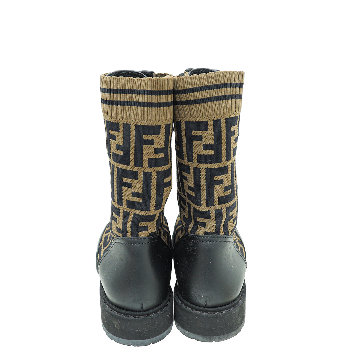 Fendi Bicolor FF Zucca Fabric Rockoko Combat Boots 38