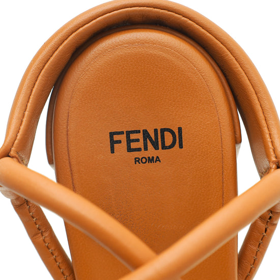 Fendi Brandy Brown Interwoven FF Cross Slingback Sandals 39