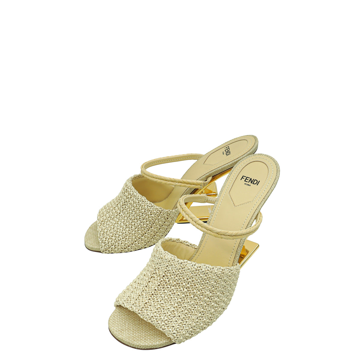 Fendi Paglia Intreccio Raffia First High Heeled Sandals 40.5-Fendi-THE CLOSET