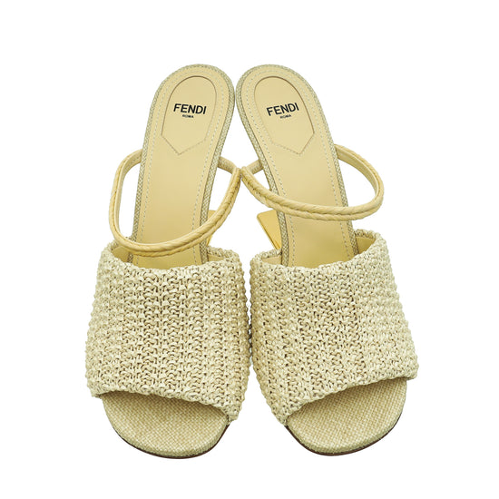 Fendi Paglia Intreccio Raffia First High Heeled Sandals 40.5