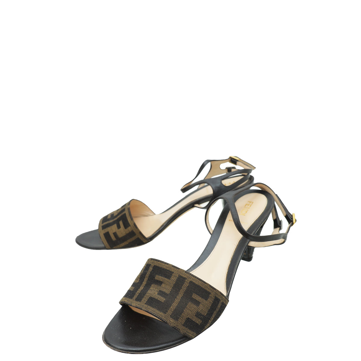 Fendi Bicolor Zucca Ankle Strap Sandal 40-Fendi-THE CLOSET