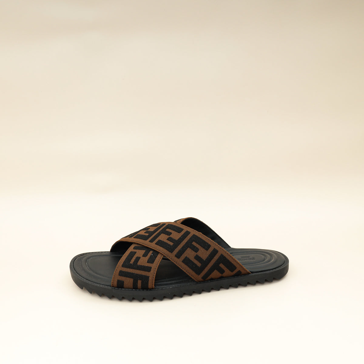 Fendi Brown Logo-Embossed Slides 6-Fendi-THE CLOSET