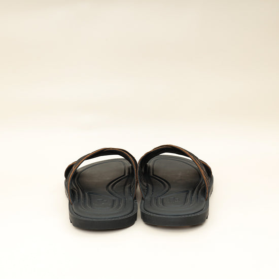 Fendi Brown Logo-Embossed Slides 6-Fendi-THE CLOSET