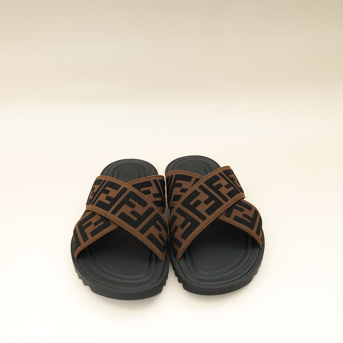Fendi Brown Logo-Embossed Slides 6-Fendi-THE CLOSET