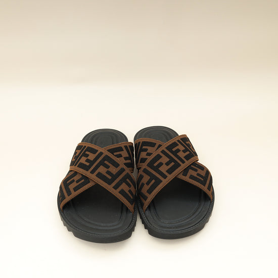 Fendi Brown Logo-Embossed Slides 6-Fendi-THE CLOSET