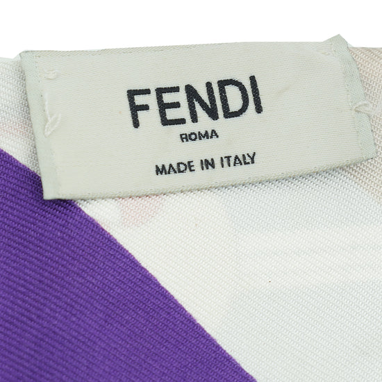 Fendi Grey Multicolor Monster Face Print Silk Twilly