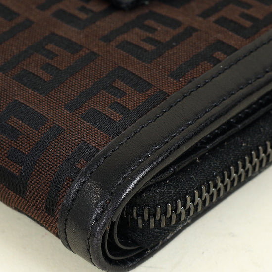 Fendi Brown Zucchino Vitello Compact Wallet