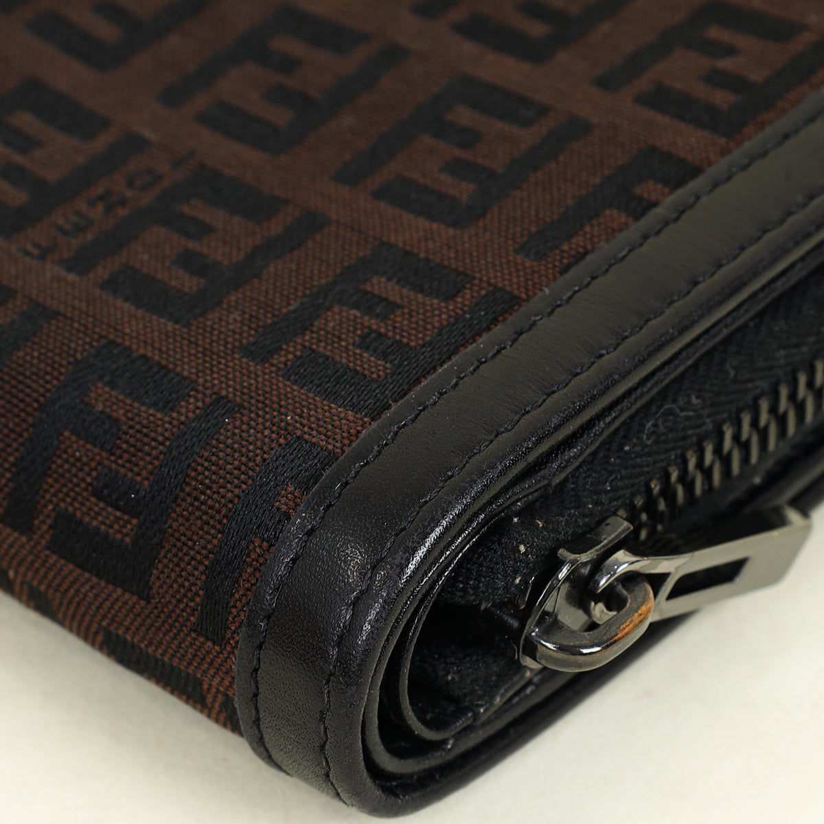 Fendi Brown Zucchino Vitello Compact Wallet