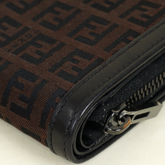 Fendi Brown Zucchino Vitello Compact Wallet