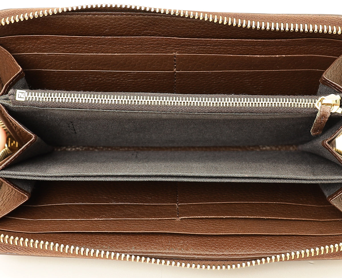 Fendi Tobacco Zucca Zip Around Long Wallet-Fendi-THE CLOSET