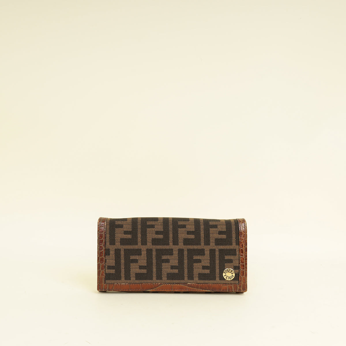 Fendi Bicolor Zucca Croco Embossed Continental Wallet