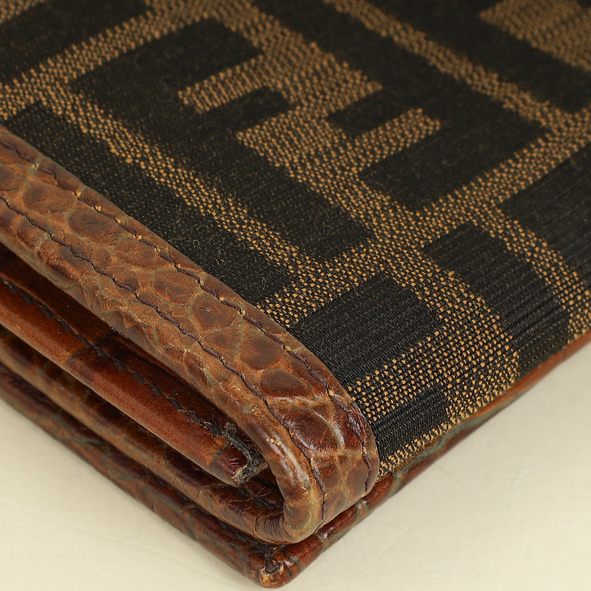 Fendi Bicolor Zucca Croco Embossed Continental Wallet