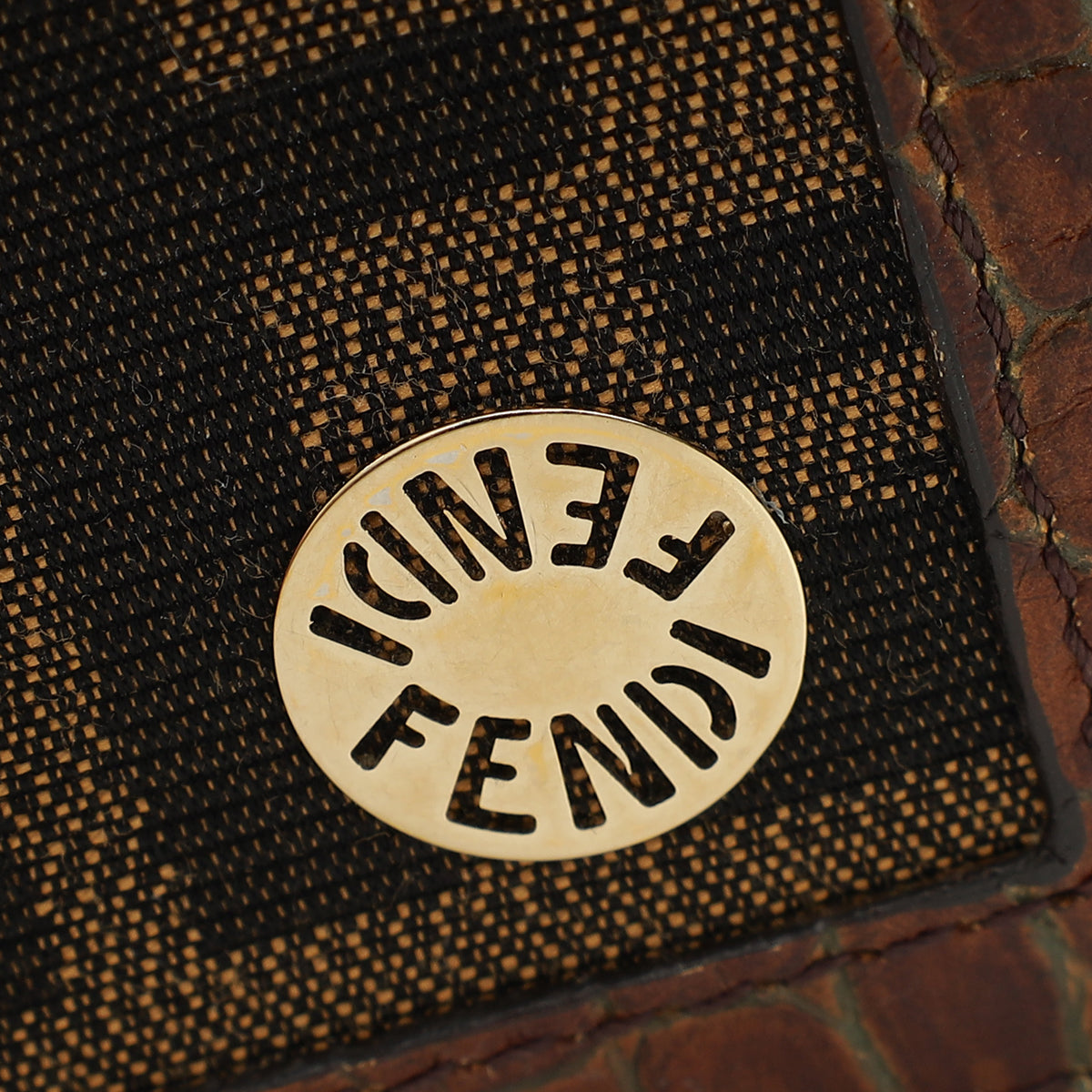 Fendi Bicolor Zucca Croco Embossed Continental Wallet